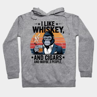 Vintage I Like Whiskey And Cigars And Maybe 3 People Hoodie